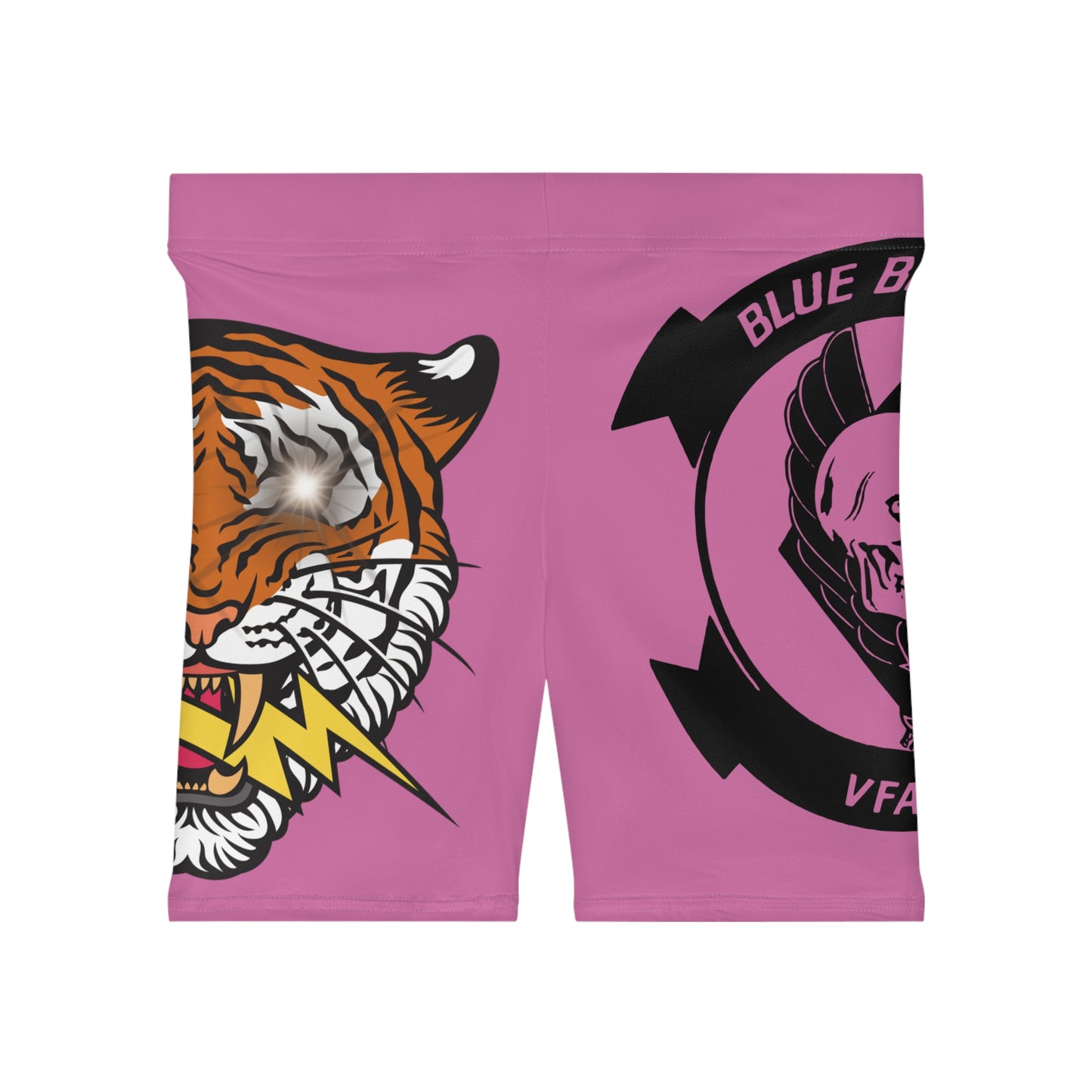Naval Women's Biker Shorts with Tiger and Skull Design - Edgy Activewear for Fitness Enthusiasts