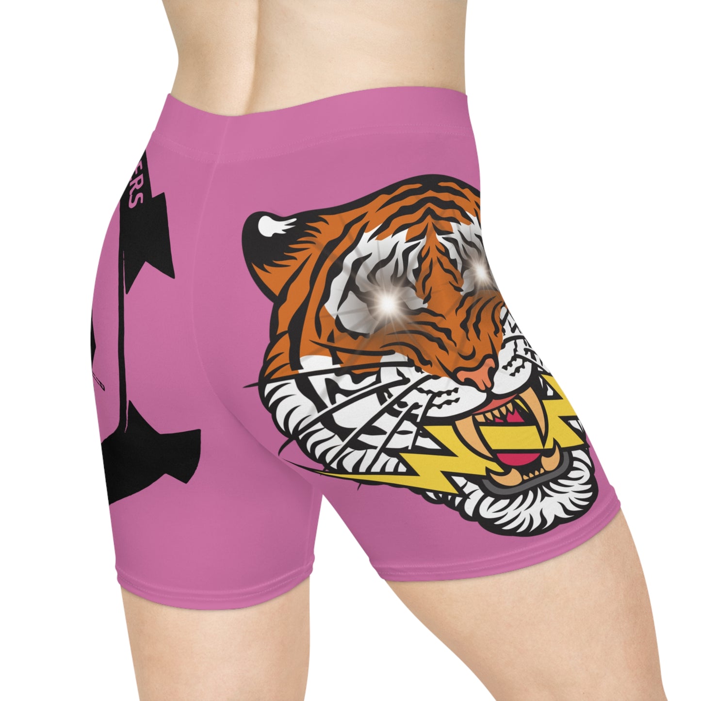 Naval Women's Biker Shorts with Tiger and Skull Design - Edgy Activewear for Fitness Enthusiasts