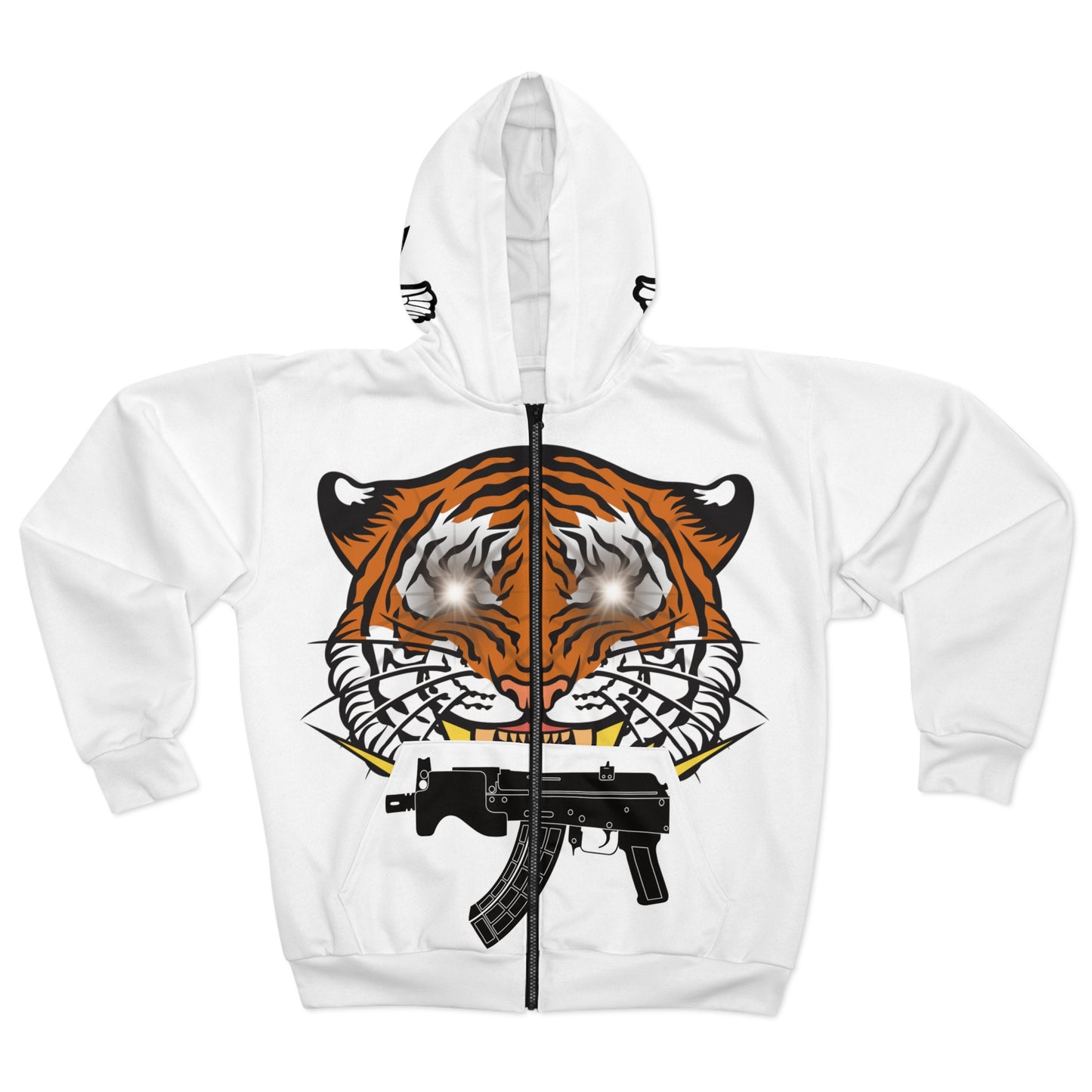 Bold Tiger Strap Unisex Zip Hoodie - Streetwear Style